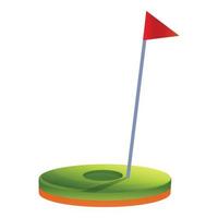 golf vlag gat icoon, tekenfilm stijl vector
