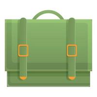 groen laptop zak icoon, tekenfilm stijl vector