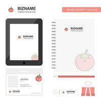 tomaat bedrijf logo tab app dagboek pvc werknemer kaart en USB merk stationair pakket ontwerp vector sjabloon