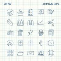 kantoor 25 tekening pictogrammen hand- getrokken bedrijf icoon reeks vector