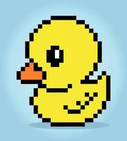 8-bit duck-pixels. dierenspelactiva in vectorillustraties. vector