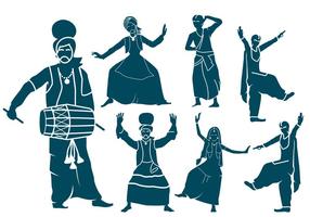 Punjabi Dancers Silhouettes vector