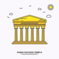 Romeins pantheon tempel monument poster sjabloon wereld reizen geel illustratie achtergrond in lijn stijl met schoonheid natuur tafereel vector