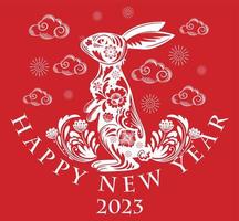 gelukkig nieuw jaar 2023 jaar van de konijn vector