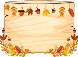 herfst kader houten bord met bladeren en bloemen vector