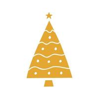 vlak hand- getrokken Kerstmis boom goud silhouet illustratie vector