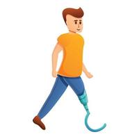 jongen kunstmatig ledemaat icoon, tekenfilm stijl vector