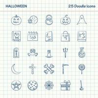 halloween 25 tekening pictogrammen hand- getrokken bedrijf icoon reeks vector