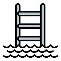 ladder water zwembad icoon, schets stijl vector