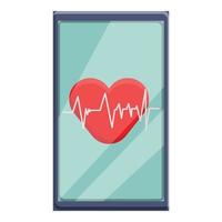 telegeneeskunde hartslag icoon, tekenfilm stijl vector