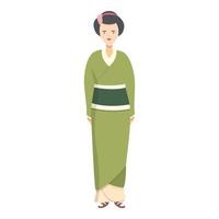 groen kimono geisha icoon tekenfilm vector. Japan vrouw vector