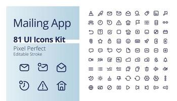 mailing app pixel perfect lineair ui pictogrammen uitrusting. digitaal communicatie technologie. online boodschapper Kenmerken. schets geïsoleerd gebruiker koppel elementen. bewerkbare beroerte vector