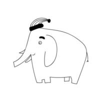 schattige cartoon doodle olifant met kerstmuts vector