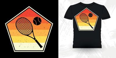 mannen Dames professioneel tennis speler grappig retro wijnoogst tennis t-shirt ontwerp vector