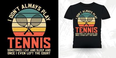 mannen Dames professioneel tennis speler grappig retro wijnoogst tennis t-shirt ontwerp vector