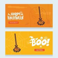 gelukkig halloween uitnodiging ontwerp met bezem vector