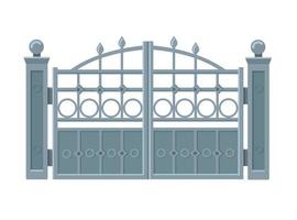 grijs metaal poorten in modieus vlak stijl geïsoleerd Aan wit achtergrond. vector illustratie
