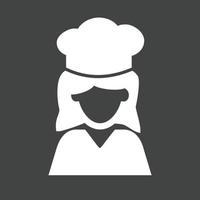 chef vrouw glyph omgekeerd icoon vector