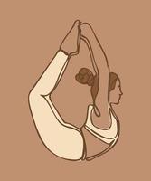 vrouw aan het doen oefening in yoga houding. boog houding. vector gekleurde geïsoleerd silhouet illustratie. Internationale yoga dag concept. yoga logo