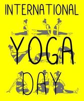 Internationale yoga dag concept. groep van Dames beoefenen yoga. vector illustratie ontwerp van Dames aan het doen asana en meditatie praktijk voor Internationale yoga dag Aan 21e juni