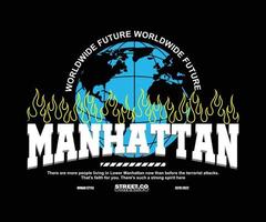 illustratie van Manhattan typografie ontwerp, vector grafisch, typografisch poster of t-shirts straat slijtage en stedelijk stijl