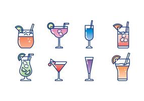 Glas Cocktail Icon Set vector