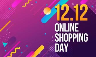 12.12 uitverkoop online winkel dag, boodschappen doen korting banier achtergrond vector