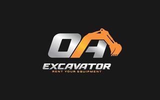 oa logo graafmachine voor bouw bedrijf. zwaar uitrusting sjabloon vector illustratie voor uw merk.