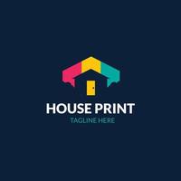 vlak ontwerp het drukken huis logo ontwerp sjabloon vector