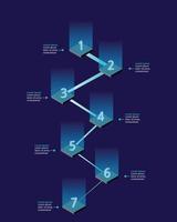 stap aantal tabel sjabloon voor infographic voor presentatie voor 7 element met blauw licht vector