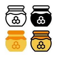 honing pot icoon set. kleurrijk tekenfilm honing pot icoon. creatief meetkundig honing pot logo ontwerp. vector illustratie