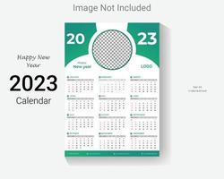 2023 nieuw jaar muur kalender ontwerp sjabloon. gemakkelijk bewerkbare bedrijf een bladzijde gelukkig nieuw jaar kalender indeling. vector