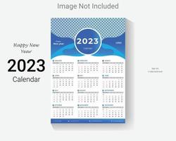 2023 nieuw jaar muur kalender ontwerp sjabloon. gemakkelijk bewerkbare bedrijf een bladzijde gelukkig nieuw jaar kalender indeling. vector
