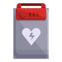 medisch defibrillator icoon, tekenfilm stijl vector