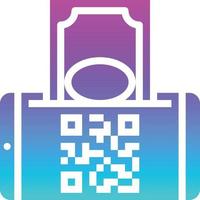 mobiel betaling qr code betaling contant geld bank - solide helling icoon vector