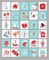 komst kalender. 30 dagen. Kerstmis poster. vector illustratie.