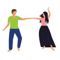 paar zijn dansen. Mens en vrouw dansen en houden handen. vector illustratie.