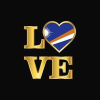 liefde typografie maarschalk eilanden vlag ontwerp vector goud belettering