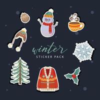 winter elementen sticker pak vector