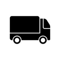 lading snel levering onderhoud zwart silhouet icoon. vracht busje vervoer koerier gemakkelijk symbool. leveren vrachtwagen distributie teken. Verzending vrachtauto pakket glyph pictogram. geïsoleerd vector illustratie.