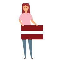 meisje met Letland vlag icoon tekenfilm vector. wereld kind vector
