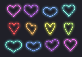 Gratis Neon Hearts Vector