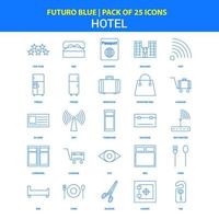 hotel pictogrammen futuro blauw 25 icoon pak vector
