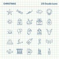 Kerstmis 25 tekening pictogrammen hand- getrokken bedrijf icoon reeks vector