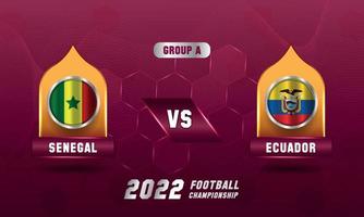 qatar voetbal Amerikaans voetbal wereld kop 2022 Senegal vs Ecuador bij elkaar passen vector