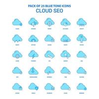 wolk seo blauw toon icoon pak 25 icoon sets vector