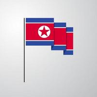 Korea noorden golvend vlag creatief achtergrond vector