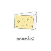 hand- getrokken Camembert kaas. vector