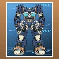 mecha robot machine gebouwd door hoofd arm lichaam been wapen illustratie premie vector