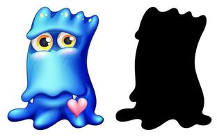 monster met zijn silhouet op witte achtergrond vector